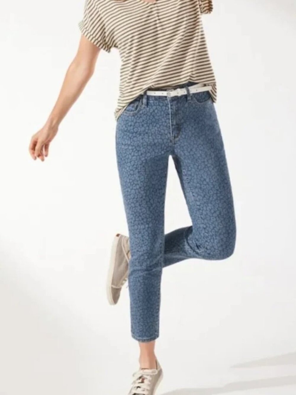 Tommy Bahama Spots Of Dots High Rise Ankle Skinny Jeans 6 Animal Print Summer